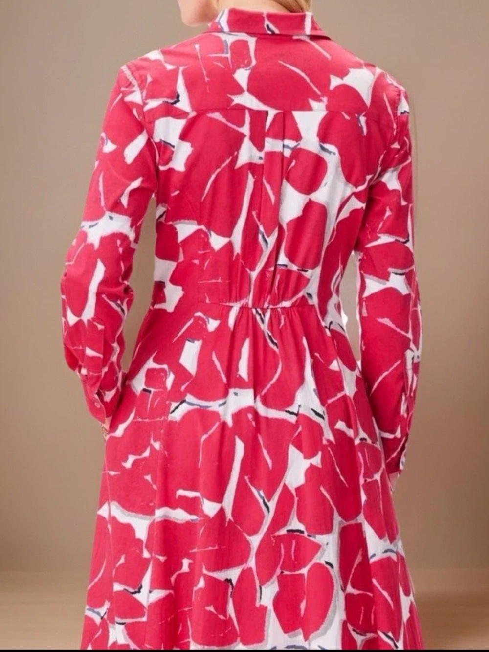 NIC + ZOE Dress Small Red Bold Petals Jessie Stretch Cotton SPRING Shirtdress - Picture 5 of 16